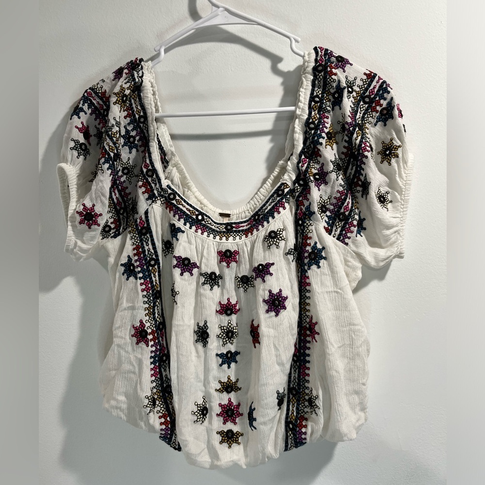 Free People Women's Tops Free People Aurura Embroidered Mirrored Crop Top